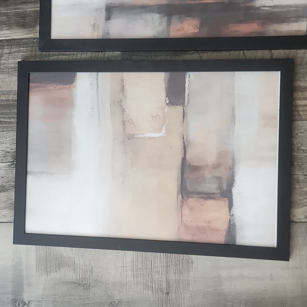 Abstract Neutral Wall Art in Black Frame - Picture 2 of 8
